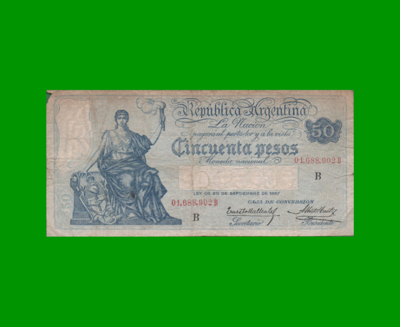 BILLETE CAJA DE CONVERSION $ 50,00, BOT 1659, AÑO 1926, ESTADO MUY BUENO.-