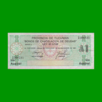 BONO DE TUCUMAN 1,00 AUSTRAL, EC 098, AÑO 1987, ESTADO MUY BUENO- .-