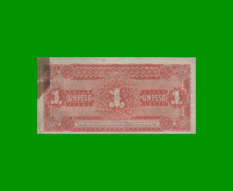 BILLETE PROVINCIA DE SANTA FE $ 1,00, PICK S2214, AÑO 1890, ESTADO MUY BUENO+.- - Imagen 2