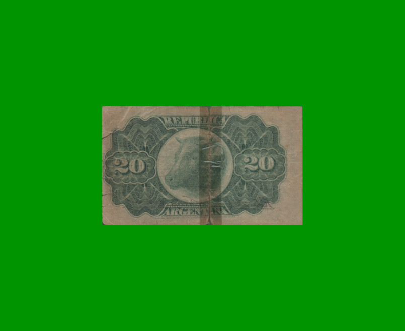 BILLETE FRACCIONARIO 0,20 CTVOS, BOT 1023, AÑO 1891, ESTADO REGULAR.- - Imagen 2