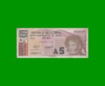 BONO DE LA RIOJA 5,00 DE AUSTRALES, EC 034, AÑO 1987, ESTADO BUENO.-