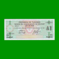 BONO DE TUCUMAN 1,00 AUSTRAL, EC 098, AÑO 1987, ESTADO EXCELENTE.-