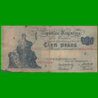 BILLETE CAJA DE CONVERSION $ 100,00, BOT 1688, AÑO 1928, ESTADO REGULAR.-