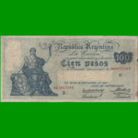 BILLETE CAJA DE CONVERSION $ 100,00, BOT 1688, AÑO 1928, ESTADO MUY BUENO.-
