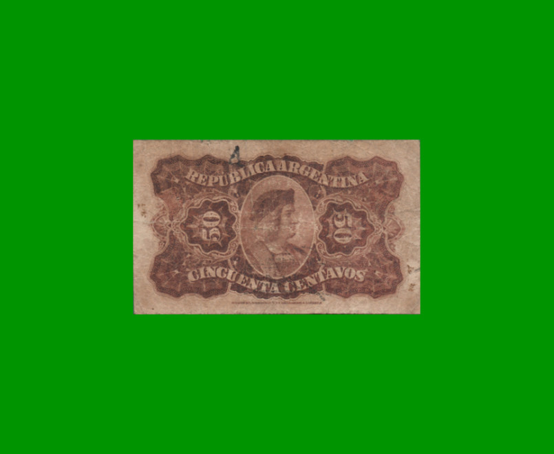 BILLETE FRACCIONARIO 0,50 CTVOS, BOT 1051, AÑO 1895, ESTADO MUY BUENO.- - Imagen 2