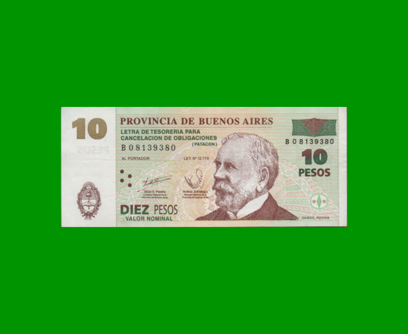 BONO DE BUENOS AIRES $10,00, EC 218, AÑO 2002, ESTADO MUY BUENO+.-