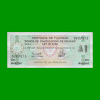 BONO DE TUCUMAN 1,00 AUSTRAL, EC 099, AÑO 1988, ESTADO SIN CIRCULAR.-