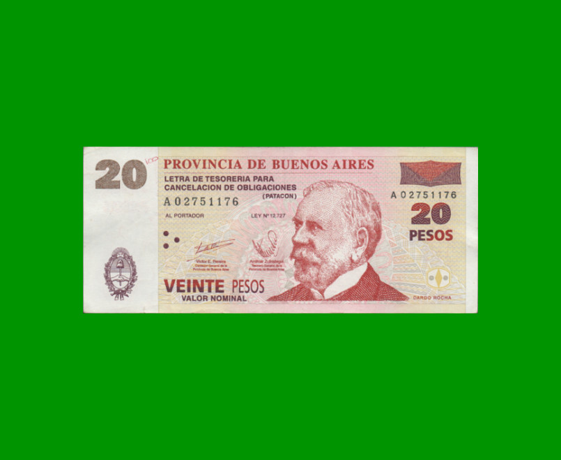 BONO DE BUENOS AIRES $20,00, EC 220, AÑO 2002, ESTADO MUY BUENO+.-