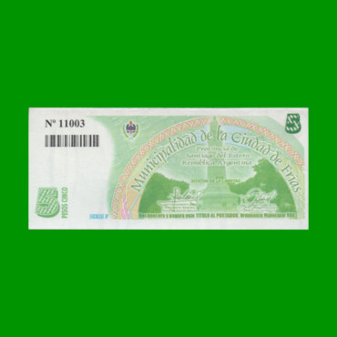 BONO DE LA MUNICIPALIDAD DE FRIAS $5,00, SERIE F, AÑO 1997, ESTADO EXCELENTE+.-
