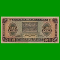 BILLETE DE CROACIA 1.000 KUNA, PICK 12, AÑO 1943, ESTADO EXCELENTE+.-