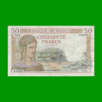 BILLETE DE FRANCIA 50 FRANCOS, PICK 85b, AÑO 1938, ESTADO BUENO+.-