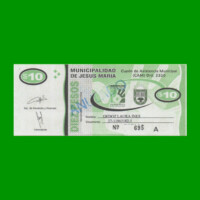 BONO MUNICIPALIDAD DE JESUS MARIA $10,00, ANULADO, AÑO 2004, ESTADO EXCELENTE+ .-