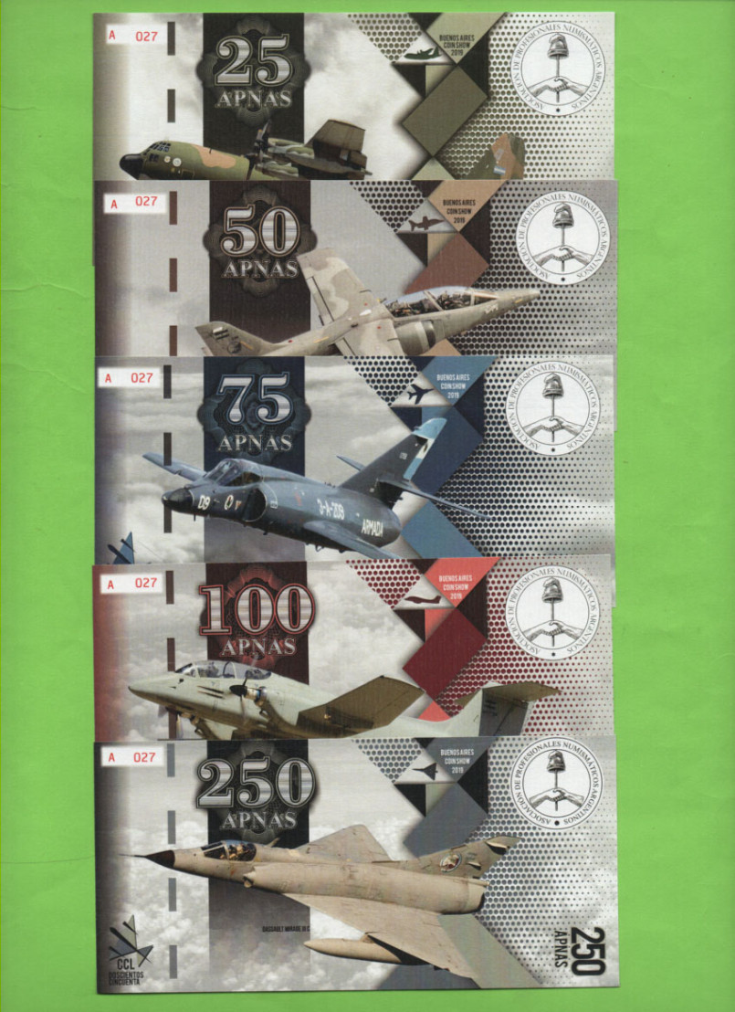 COLECCION DE BONOS APNA 2019 - TEMATICA AVIONES - MALVINAS, S/C.-