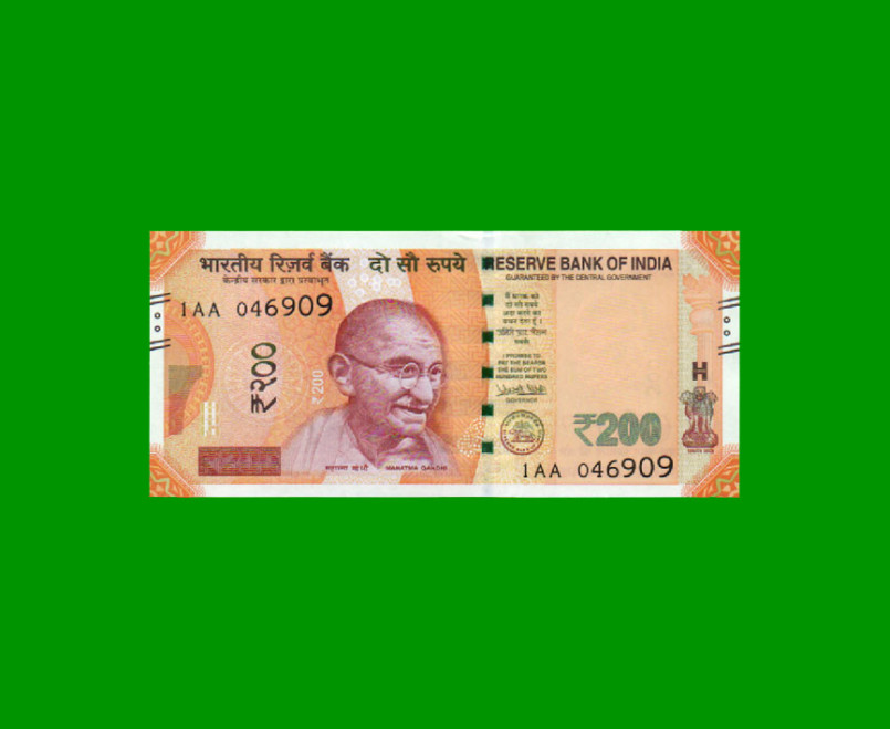 BILLETE DE INDIA 200 RUPIAS, PICK NEW, ESTADO SIN CIRCULAR.-