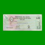 BONO DE SALTA $a100,00, EC 001, AÑO 1985, ESTADO MUY BUENO+.-