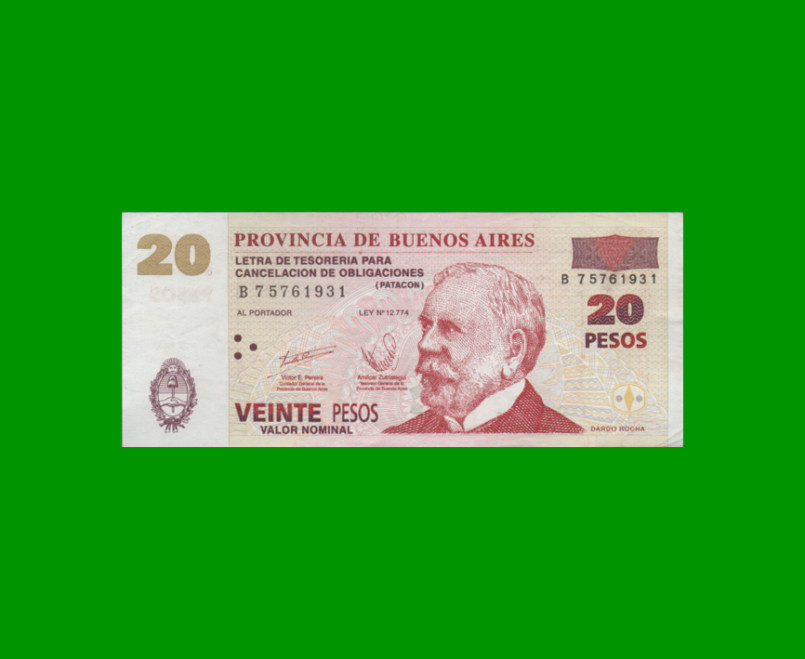 BONO DE BUENOS AIRES $20,00, EC 222, AÑO 2002, ESTADO MUY BUENO.-