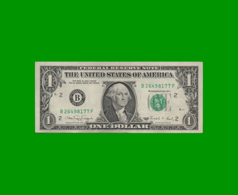 BILLETE DE EEUU 1,00 DOLAR, SELLO VERDE, PICK 480b, ESTADO EXCELENTE.-