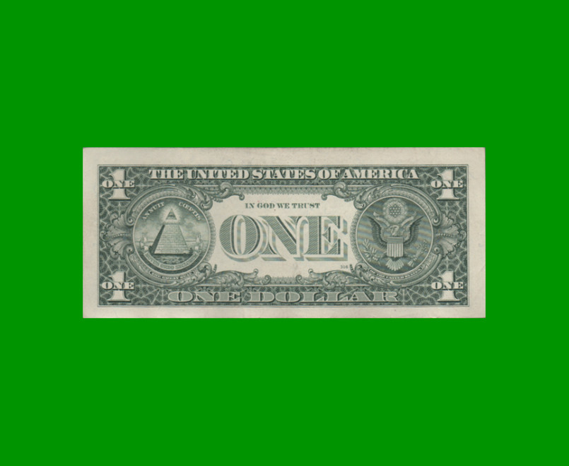 BILLETE DE EEUU 1,00 DOLAR, SELLO VERDE, PICK 496, ESTADO EXCELENTE.- - Imagen 2