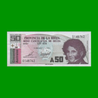 BONO DE LA RIOJA 50,00 DE AUSTRALES, EC 041, AÑO 1988, ESTADO EXCELENTE+.-