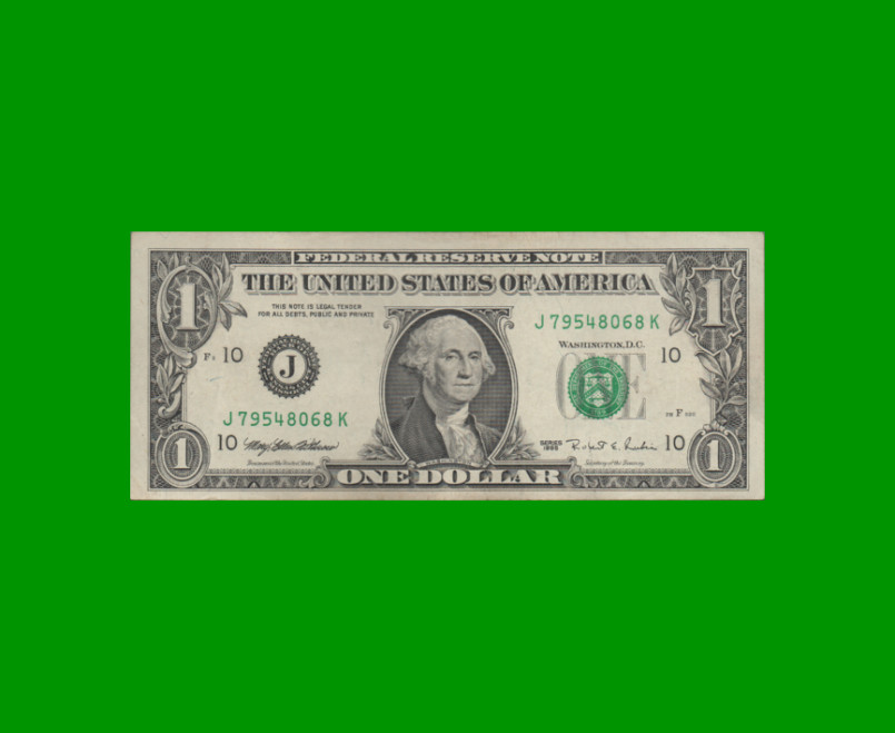 BILLETE DE EEUU 1,00 DOLAR, SELLO VERDE, PICK 496, ESTADO EXCELENTE.-