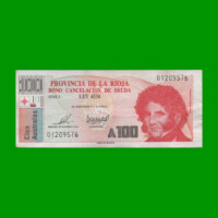 BONO DE LA RIOJA 100,00 DE AUSTRALES, EC 043, AÑO 1989, ESTADO MUY BUENO+.-