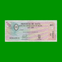 BONO DE SALTA 1,00 DE AUSTRAL, EC 053, AÑO 1987, ESTADO BUENO+.-