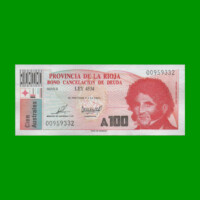 BONO DE LA RIOJA 100,00 DE AUSTRALES, EC 043, AÑO 1989, ESTADO EXCELENTE+.-