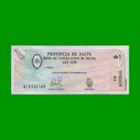 BONO DE SALTA 1,00 DE AUSTRAL, EC 053, AÑO 1987, ESTADO MUY BUENO+.-