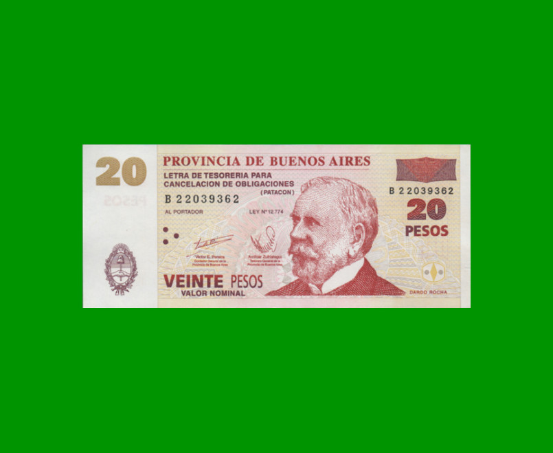 BONO DE BUENOS AIRES $20,00, EC 222, AÑO 2002, ESTADO EXCELENTE+.-