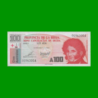 BONO DE LA RIOJA 100,00 DE AUSTRALES, EC 043, AÑO 1989, ESTADO SIN CIRCULAR.-