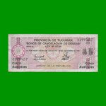 BONO DE TUCUMAN 5,00 AUSTRALES, EC 105, AÑO 1988, ESTADO BUENO+.-