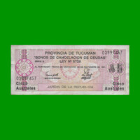 BONO DE TUCUMAN 5,00 AUSTRALES, EC 105, AÑO 1988, ESTADO BUENO+.-