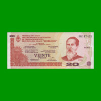 BONO CHACO $20,00, EC 251, SERIE 1, SELLO DORSO, ESTADO EXCELENTE.-