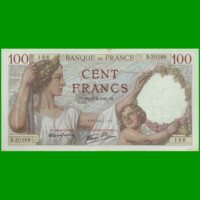 BILLETE DE FRANCIA 100 FRANCOS, PICK 94, AÑO 1941, ESTADO MUY BUENO+.-