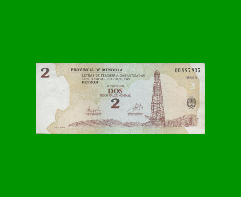 BONO DE MENDOZA $ 2,00, EC 369, AÑO 2002, ESTADO EXCELENTE- .-