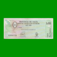 BONO DE SALTA $a100,00, EC 001, AÑO 1985, ESTADO EXCELENTE.-