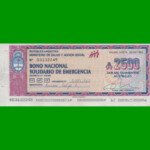 BONO NACIONAL SOLIDARIO DE EMERGENCIA 2.500 AUSTRALES, ESTADO MUY BUENO+.-