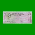 BONO DE SALTA 10,00 DE AUSTRALES, EC 064, AÑO 1988, ESTADO MUY BUENO+