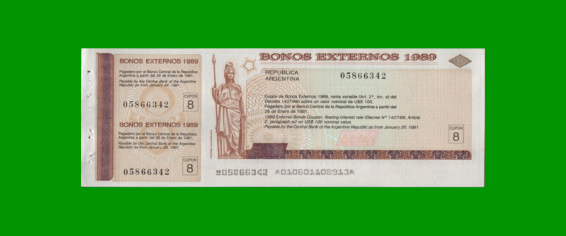 BONO EXTERNOS (BCRA) 100 DOLARES, ESTADO SIN CIRCULAR.-