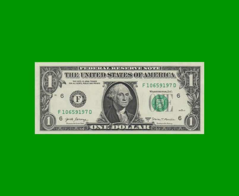 BILLETE DE EEUU 1,00 DOLAR, SELLO VERDE, PICK 544, ESTADO SIN CIRCULAR.-