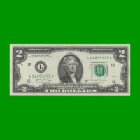 BILLETE DE EEUU 2,00 DOLAR, SELLO VERDE, PICK 545, ESTADO SIN CIRCULAR.-