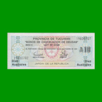 BONO DE TUCUMAN 10,00 AUSTRALES, EC 115, AÑO 1989, ESTADO EXCELENTE.-