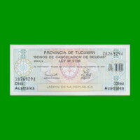 BONO DE TUCUMAN 10,00 AUSTRALES, EC 115, AÑO 1989, ESTADO SIN CIRCULAR.-