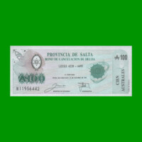 BONO DE SALTA 100,00 DE AUSTRALES, EC 069, AÑO 1989, ESTADO SIN CIRCULAR.-