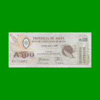 BONO DE SALTA 500,00 DE AUSTRALES, EC 071, AÑO 1989, ESTADO MUY BUENO.-