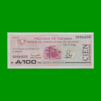 BONO DE TUCUMAN 100,00 AUSTRALES, EC 120, AÑO 1989, ESTADO EXCELENTE+.-