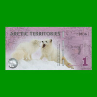 BILLETE DE TERRITORIOS ARTICOS 1 DOLAR POLAR, POLYMERO FANTASIA, AÑO 2012, ESTADO SIN CIRCULAR.-