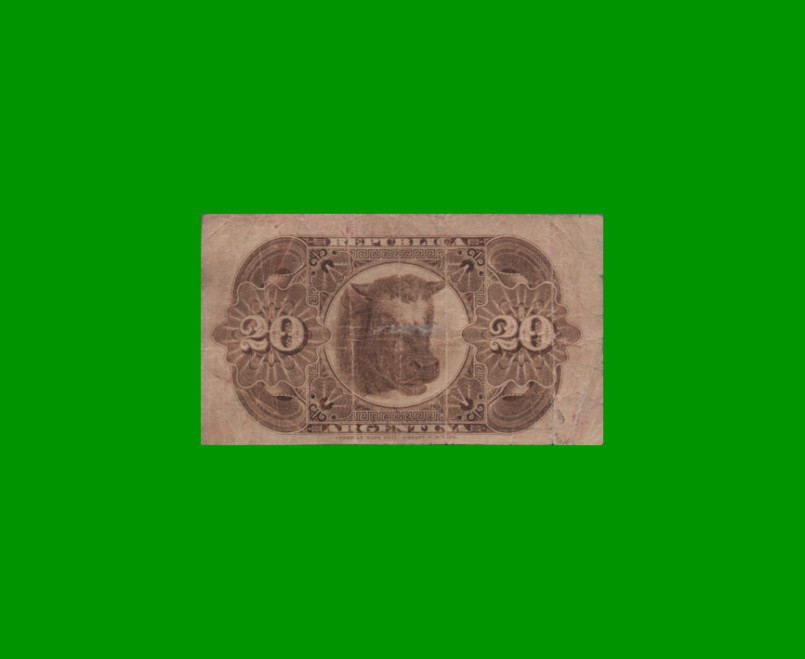 BILLETE FRACCIONARIO 0,20 CTVOS, NC 356c, AÑO 1883, ESTADO BUENO.- - Imagen 2