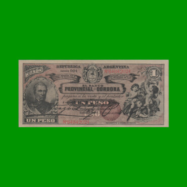 BILLETE PROVINCIA DE CORDOBA $ 1,00 FASCIMIL, AÑO 1888, SERIE 004, ESTADO EXCELENTE.-