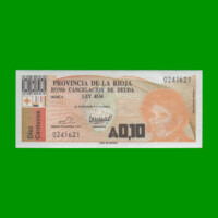 BONO DE LA RIOJA 10,00CTVOS DE AUSTRALES, EC 028, AÑO 1986, ESTADO SIN CIRCULAR.-